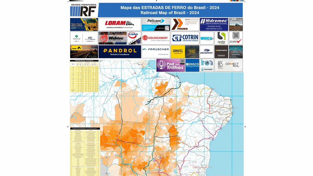 Revista Ferroviária lança "Mapa das Estradas de Ferro do Brasil 2024" 