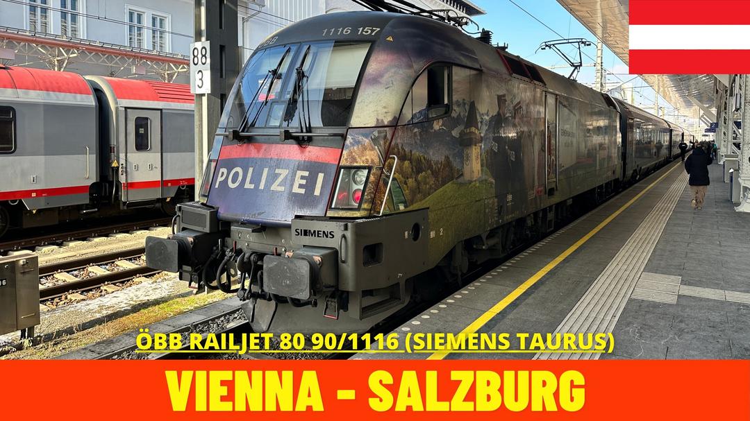 In this video you can enjoy the cab ride - train driver's view on Austrian Federal Railways (ÖBB) ÖBB-Westbahn between the Austrian capital Vienna (Wien) and Salzburg in 4K/60 frames per second.  The route takes us over the Austrian main east-west railway line connecting the capital of Vienna in the east through the Lower and Upper Austria to reach the city of Salzburg, the fourth-largest city in Austria (after Vienna, Graz and Linz) and a gateway towards Bavaria and Germany. Originally built by Empress Elisabeth Railway Company (Kaiserin Elisabeth-Bahn, KEB) in 1860, named to honour Bavarian-born Empress Elisabeth of Austria (known more today by her nickname Sissi), enabling her to take the trip from Vienna to her homeland in Bavaria even before the line was officially opened for traffic. Signifying the connections between Austria and Bavaria, the official opening of Westbahn on August 12th, 1860 was attended by both Austrian emperor Franz Joseph and King Maximillian II of Bavaria as the line from Munich to Salzburg was also completed the same year.  Over the following century, the line was nationalized in 1884, double-tracking was completed by 1902 in various stages from east to west, electrification was planned immediately after World War One, but it was completed only in 1952.  In 1983 major plans for the line modernization were announced, with the construction of some new sections bypassing older winding route, during 1990s additional bypass tunnels and sections were constructed to speed up the route, with a major milestone achieved in 2012 with the construction of new Vienna approach tunnels through the Wienerwald forests, including a major 13,5km tunnel that enabled direct connection from newly opened Vienna Central Station station cutting the travel time between Vienna and St. Polten in half and moving the Vienna terminus of the line from Vienna Westbahnhof station to newly-build Vienna Central Station (Hbf).  Today, Westbahn is a complex network of original route (Alte Westbahn) and new line segments (Neue Westbahn), running either separately or together as a quadruple-track line, allowing maximum design speeds of up to 250km/h, though plans are in progress to further reduce the travel time by the construction of 14,5km Seekirchen approach tunnel to Salzburg that will be constructed from 2026 onwards.  Apart from many local, regional, international and cargo trains, premium service on Westbahn is offered by Austrian Federal Railway (ÖBB) on their Railjet services, which connect two cities in under three hours (on stopping regular Railjet service) and under 2,5 hours on Railjet Express service which just few intermediate stops between Vienna and Salzburg. 